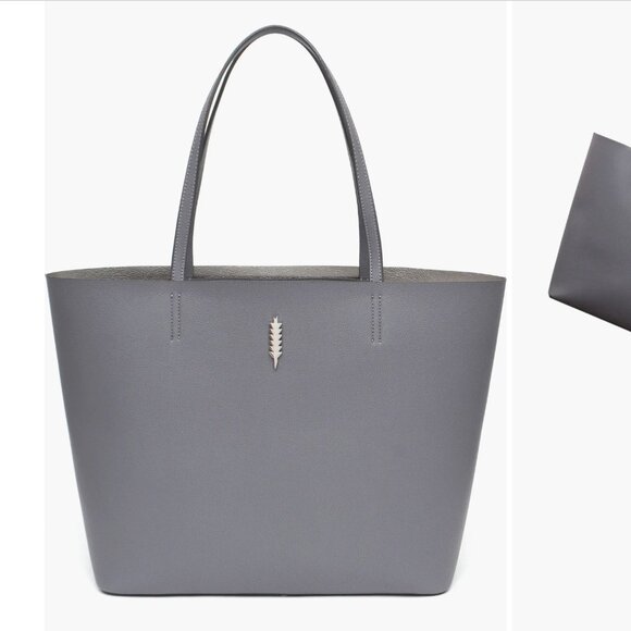 NEW NWT Thacker Katie Pebbled Leather Tote Bag Grey - Picture 1 of 8